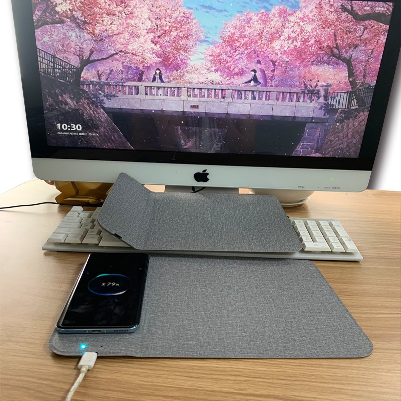 跨境多功能15W無線鼠標墊 磁吸快充鼠標墊 印制logo商 務(wù)會議禮品折疊無線充鼠標墊